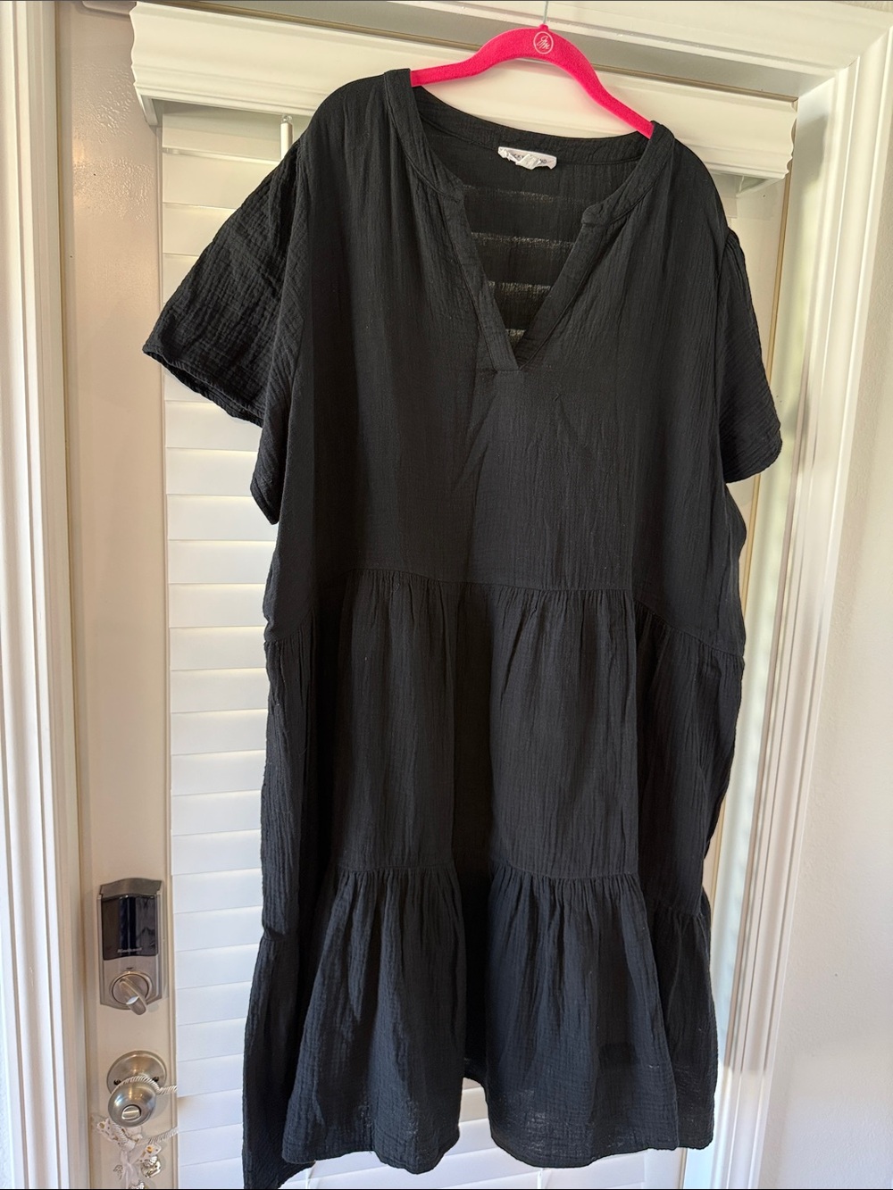 Lucky Brand Black Tiered V-Neck Midi Dress